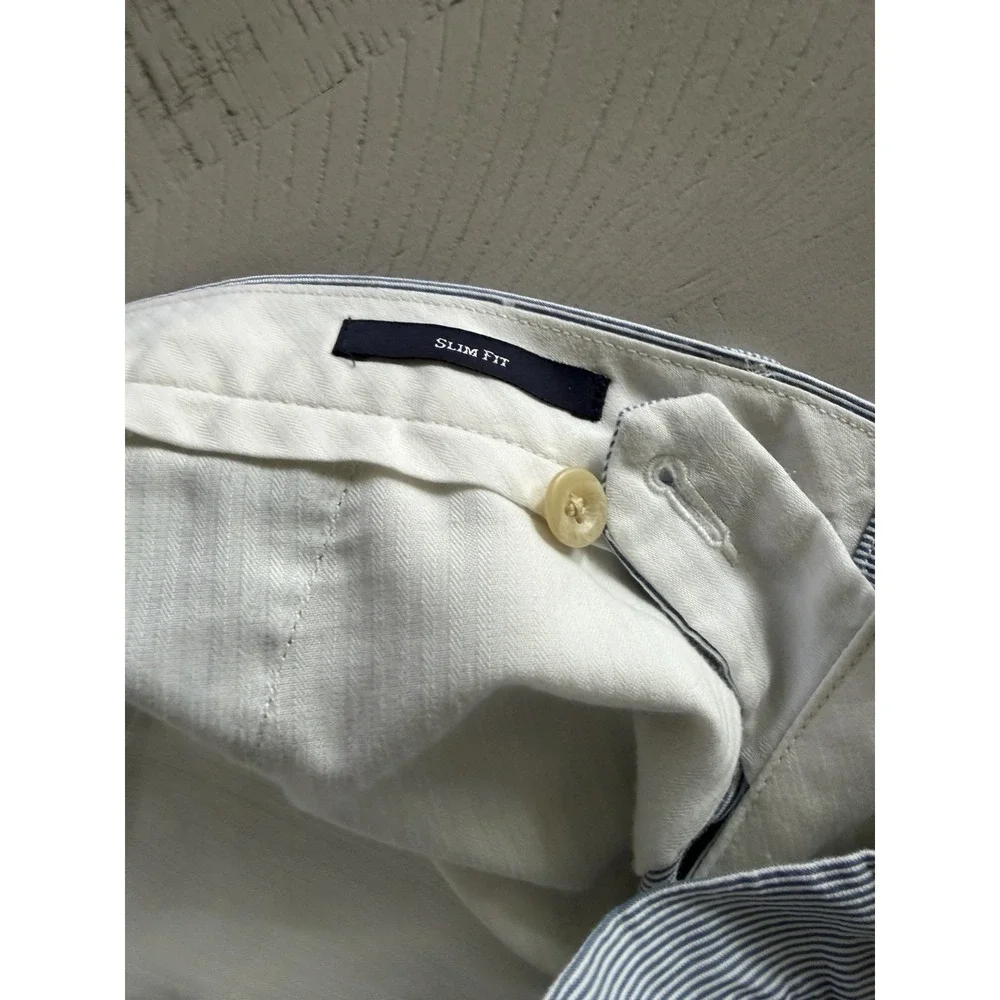 Polo Ralph‎ Lauren Men's 35x30 Slim Fit Chino Pants Blue White Pinstripe Preppy